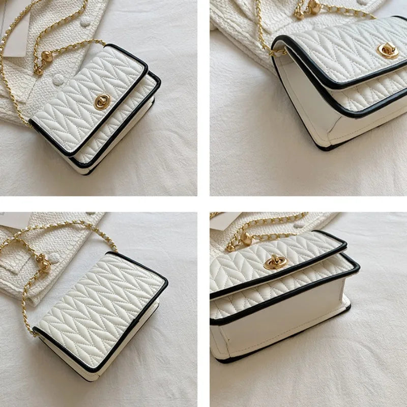 Small Chain Texture Shoulder Bag Elegant, Sleek & Party Ready, Premium Light Luxury Crossbody Bag Chic, Trendy