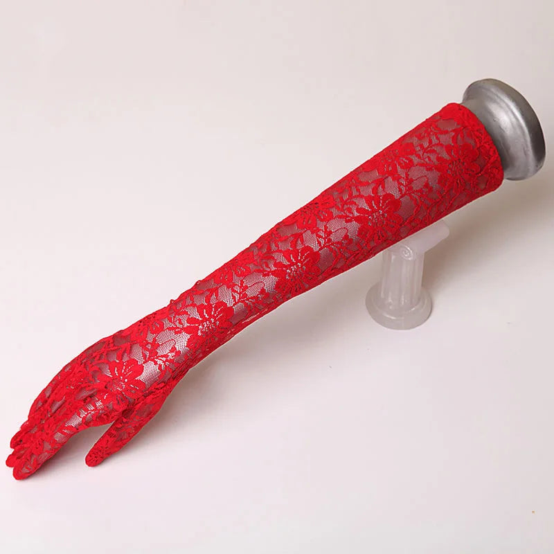 Elegant  Seduction! Hollow Lace Long Gloves Breathable, Sexy & Unapologetically, Premium Transparent Lace Gloves Lolita, Cosplay & Summer Glam Vibes