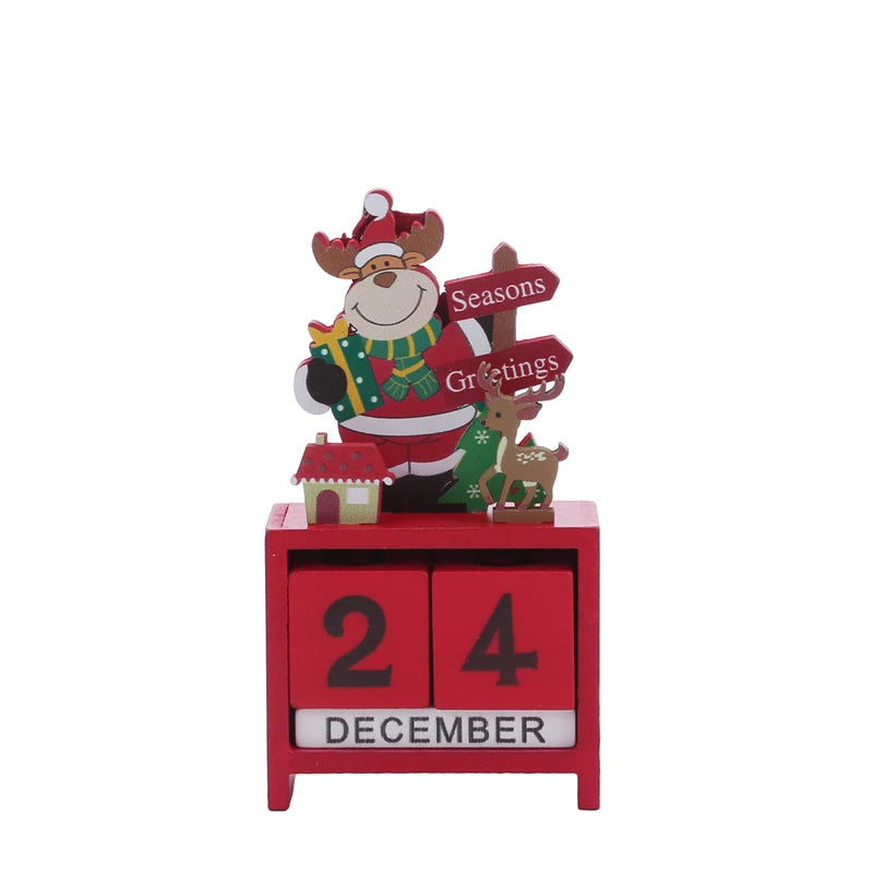 Bring Joy to Your Desk Christmas Countdown Calendar with Cute Characters!, Countdown to Christmas Santa, Elk & Snowman Wooden Calendar! , Festive Wooden Christmas Countdown Calendar!