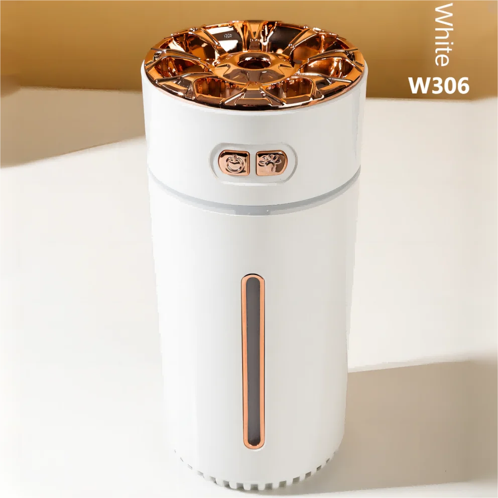 Premium Car Diffuser HumidifierUSB Rechargeable Humidifier for Car & Office Compact, Elegant, 300ml Car Humidifier with Visible Water Level & Color Changing Lights