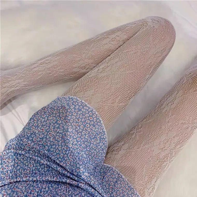 High Quality Heart Flower Pattern Pantyhose, Trendy Japanese Punk Inspired Mesh Tights Sexy, Soft & Premium, Mesh Heart & Flower Fishnet Stockings, Sexy & Cute! Heart Flower Mesh Fishnet Tights for Trendy Girls