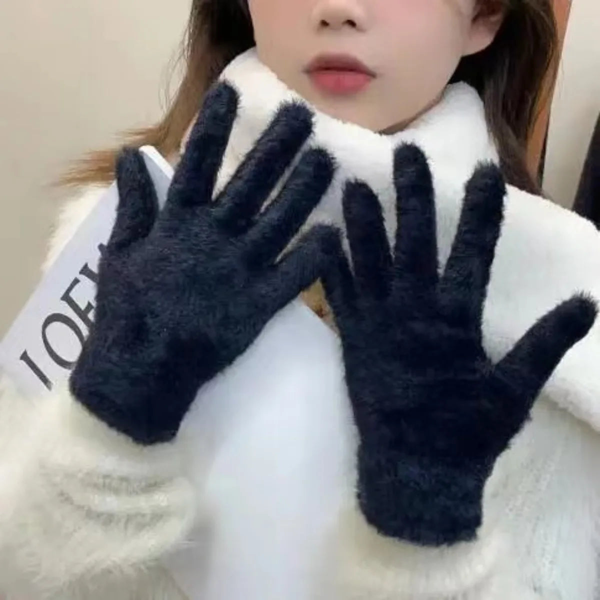 Plush Fleece Gloves Soft, Warm & Irresistibly Cute, Stay Cozy & Stylish! Premium Solid Color Mittens for Women Trendy Winter Essential