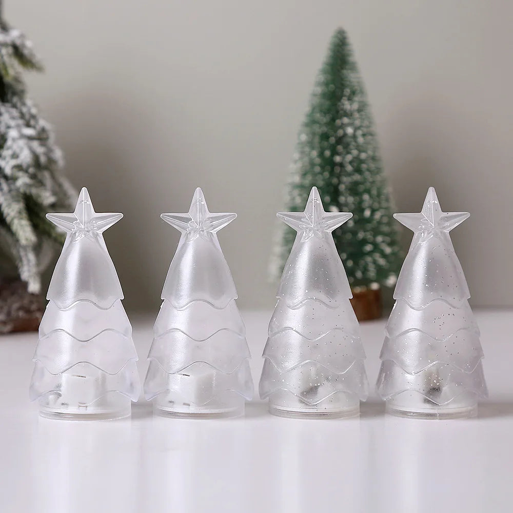 Christmas Night Lights Mini Xmas Tree Candle Lamps 4/1pcs ,Twinkle & Glow  Mini Xmas Tree Candle Lamps for a Magical Christmas!, Tiny Trees, Big Glow — Mini Xmas Candle Lamps for Your Home