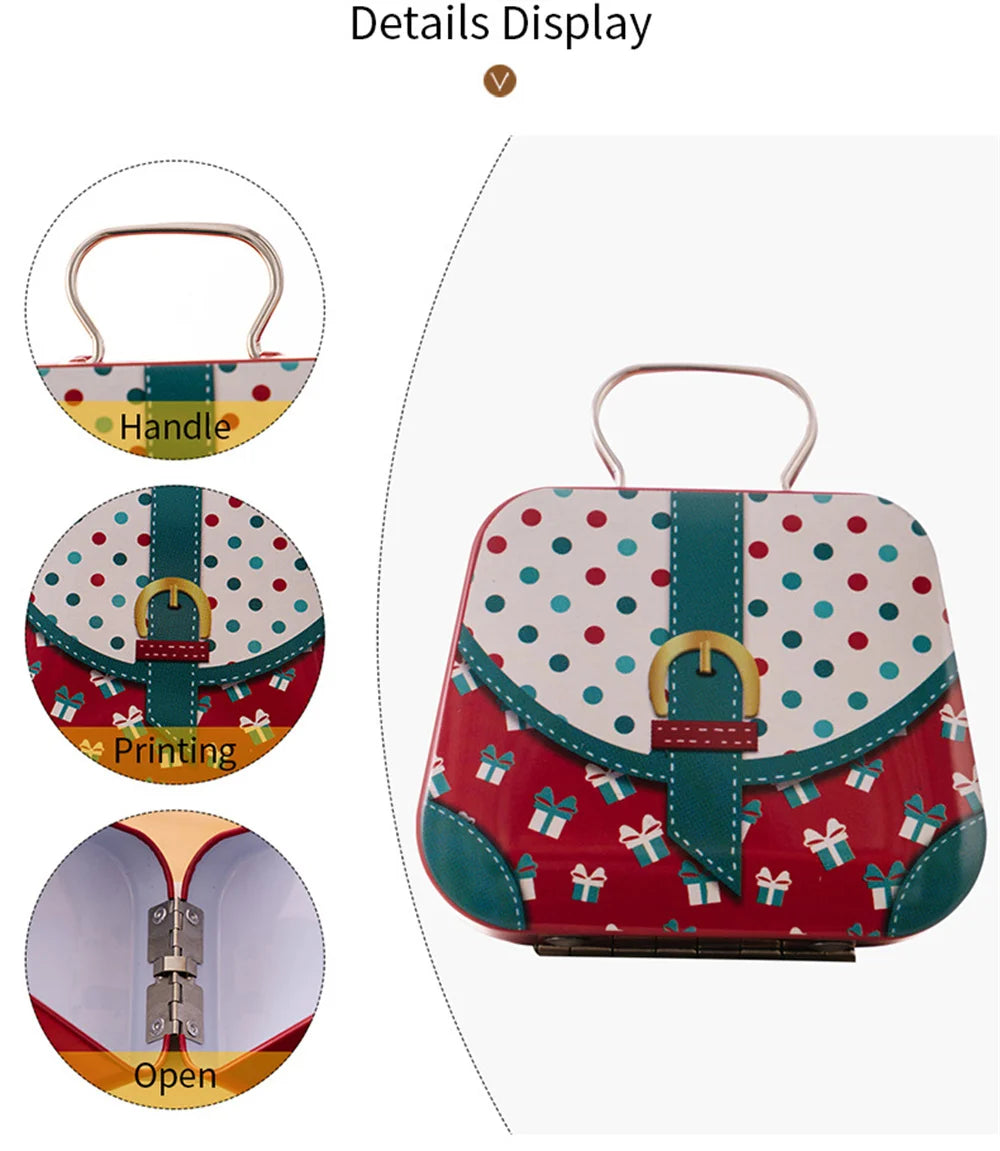 Christmas Metal Box for Kids & Adults!,Christmas 2024 Handbag Tin Jar!, Chic Holiday Storage Jewelry & Treats in a Christmas Tin Handbag!, Store, Gift, & Sparkle Christmas 2024 Handbag Tin Jar