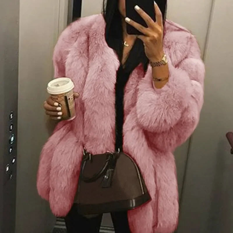 Y2k Faux Fur Jackets for Women Long Puff Sleeve Women Coat Solid Short Warmth Punk Outerwear Clause Ladies Elegant Streetwear