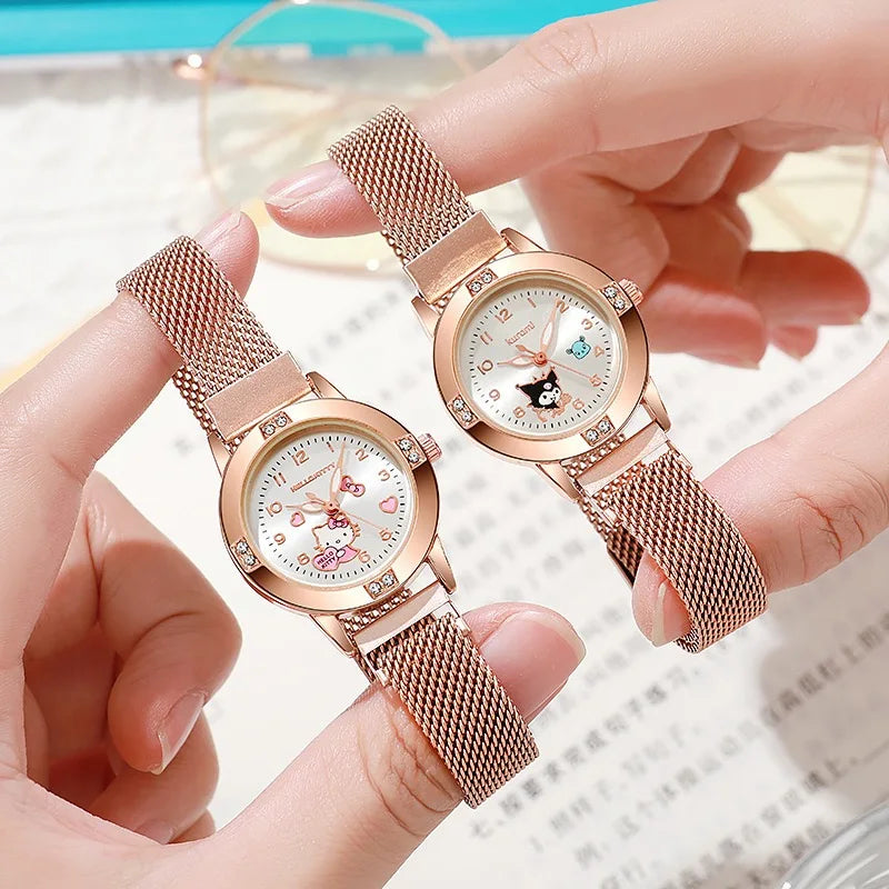 2026 Premium Luxury! Hello Kitty Diamond Watch Gift & Watch Set for Trendy Queens , Limited Edition 3PCS Hello Kitty Watch & Jewelry Gift Set Adorable Meets Elegant, Diamond Watch Set for Trendy Queens