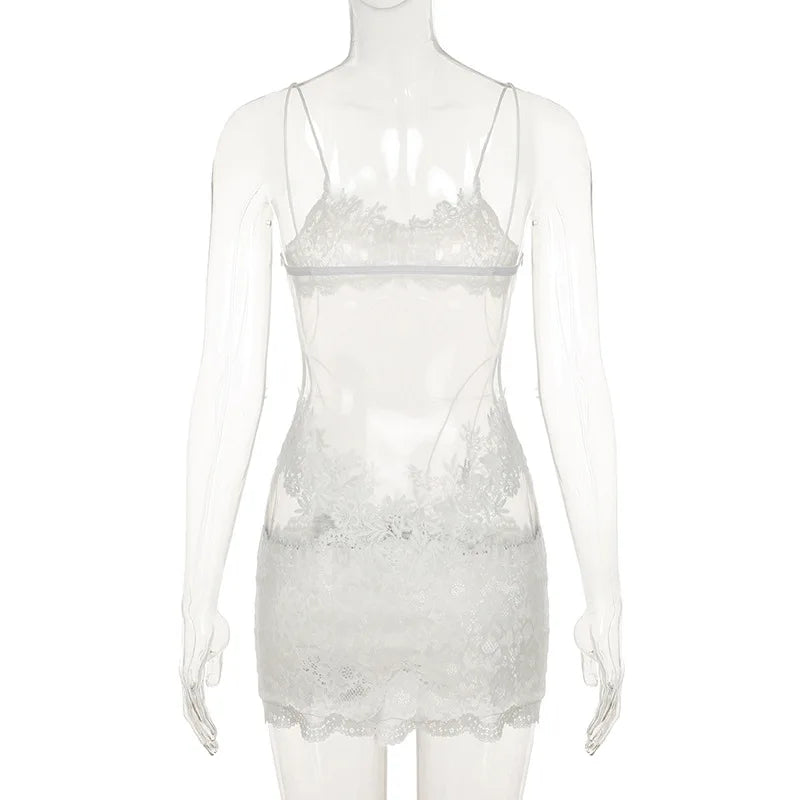 Shestyle Lace 2026 Fashion Transparent Mini Dress for Bold & Trendy Women, Sexy Elegance!, Premium Quality Sheath Dress & Mesh Nightwear for Club & Party Nights, Fashion Forward & Instagram-Ready! Lace Transparent Mini Dress for Women Who Dare to Slay