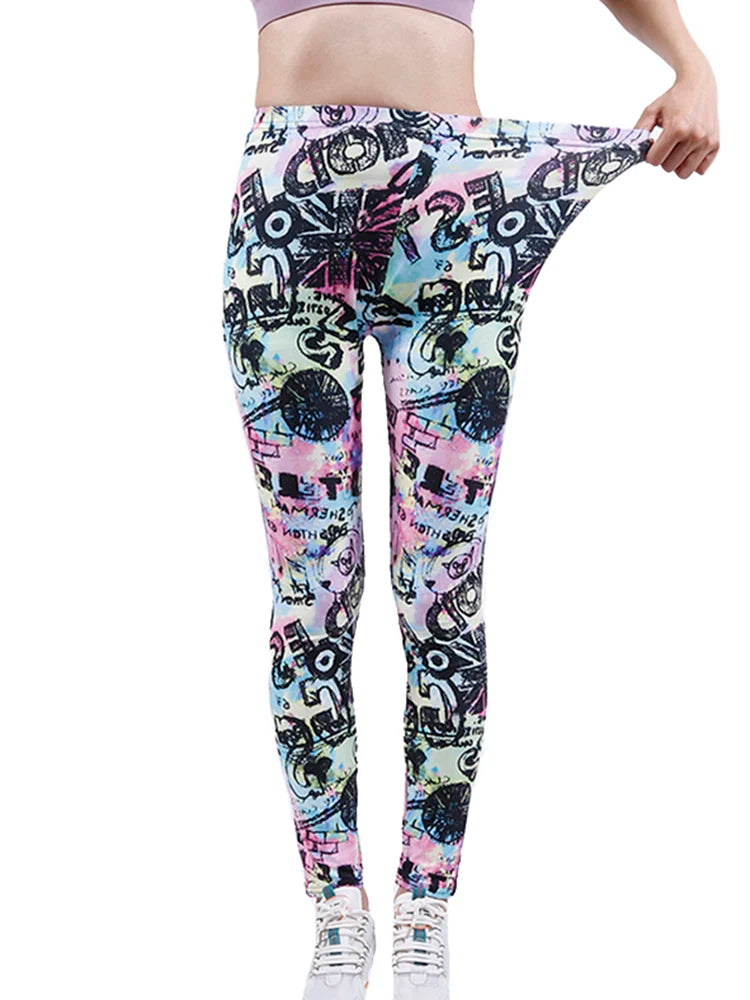 Brand New 2026 Edition CUHAKCI Fashion Women Leggings Beautiful Leaf Floral Printing High Waist Jeggings Stretch Pant Sexy Hot Sale Clothing Mujer