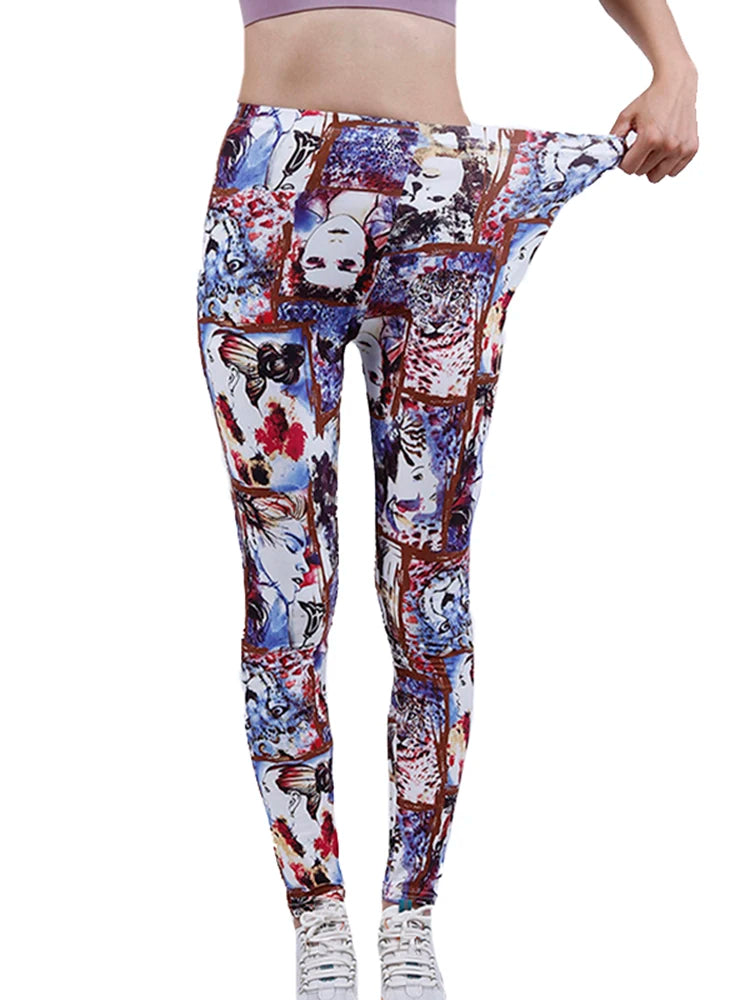 Brand New 2026 Edition CUHAKCI Fashion Women Leggings Beautiful Leaf Floral Printing High Waist Jeggings Stretch Pant Sexy Hot Sale Clothing Mujer