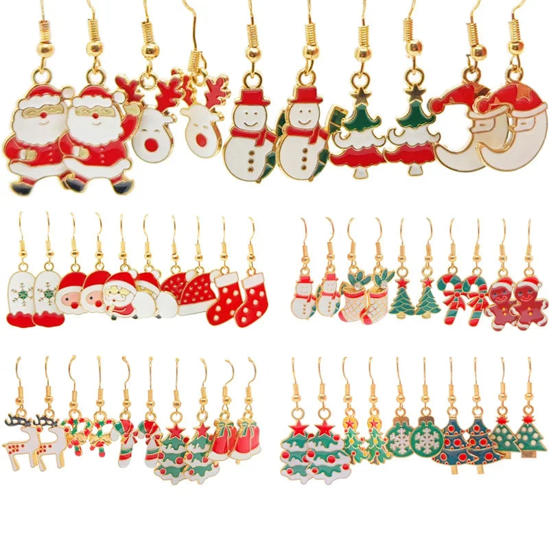 50PCS- Women's Fashion Cartoon Christmas Earrings Set, Christmas Pop Elements, Christmas Earrings, Surprise Gifts