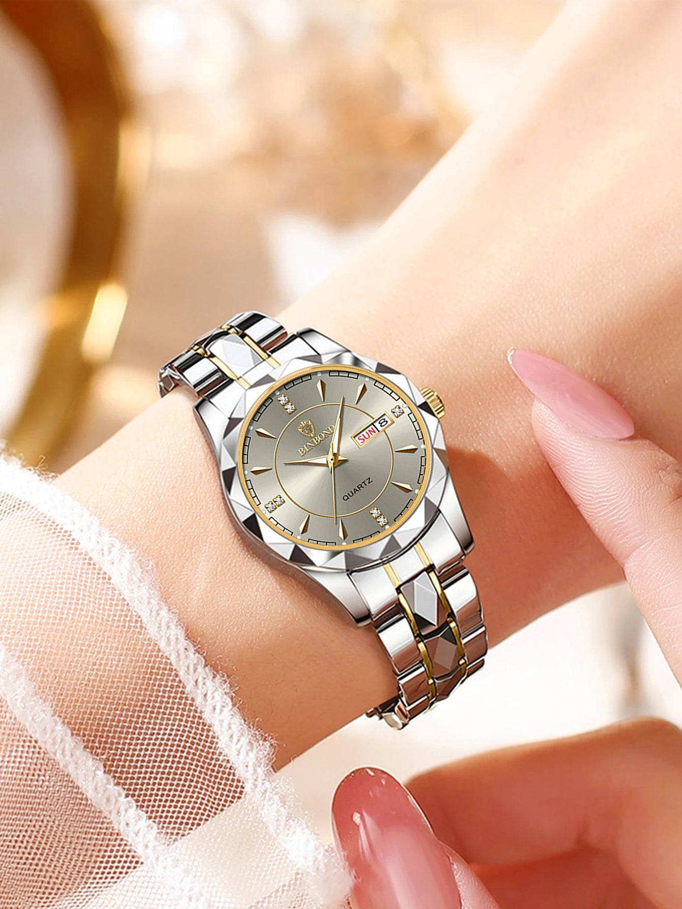 BINBONG Quality Premium High Women Watches Luxury Fashion Ladies Quartz Watch Waterproof Luminous Date Stainless Wristwatch Girlfriend Lovers Gift