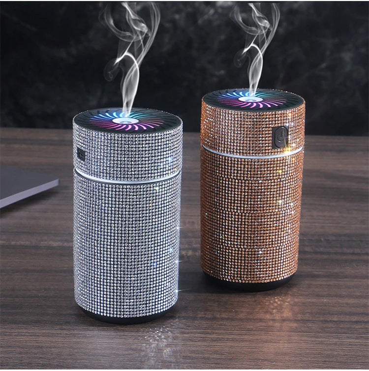 High Quality 2026 Edition Luxury Shiny Car Diffuser Humidifier with LED Light Diamond Auto Air Purifier Diffuser Air Freshener Bling Car Accessories
