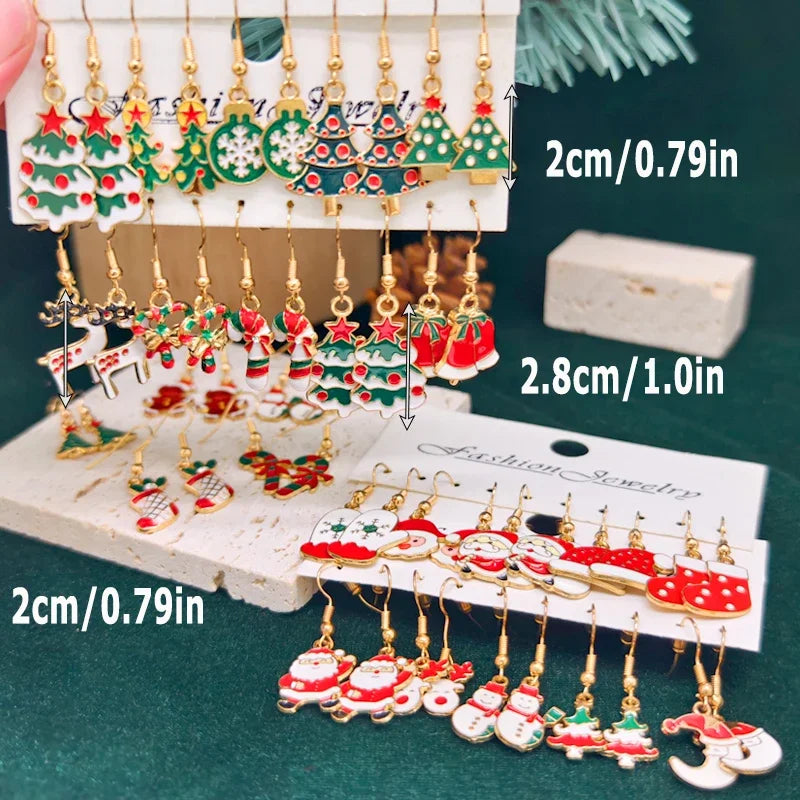 50PCS- Women's Fashion Cartoon Christmas Earrings Set, Christmas Pop Elements, Christmas Earrings, Surprise Gifts