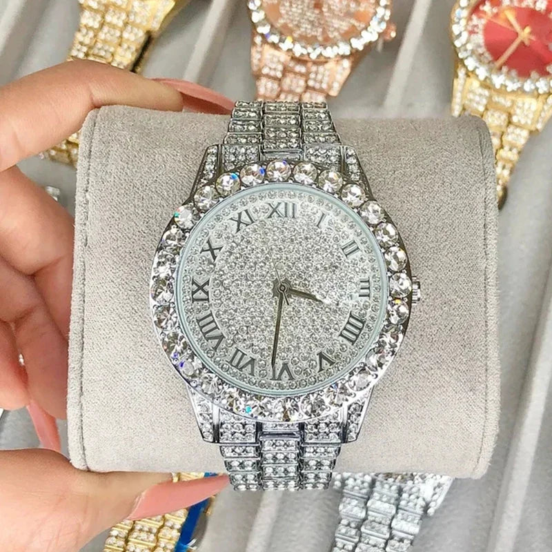 Luxury 2026 Fashion Rhinestone Watch for Women Gifts Sparkling Quartz Timepiece with Stainless Steel Strap Wristwatch for Lover