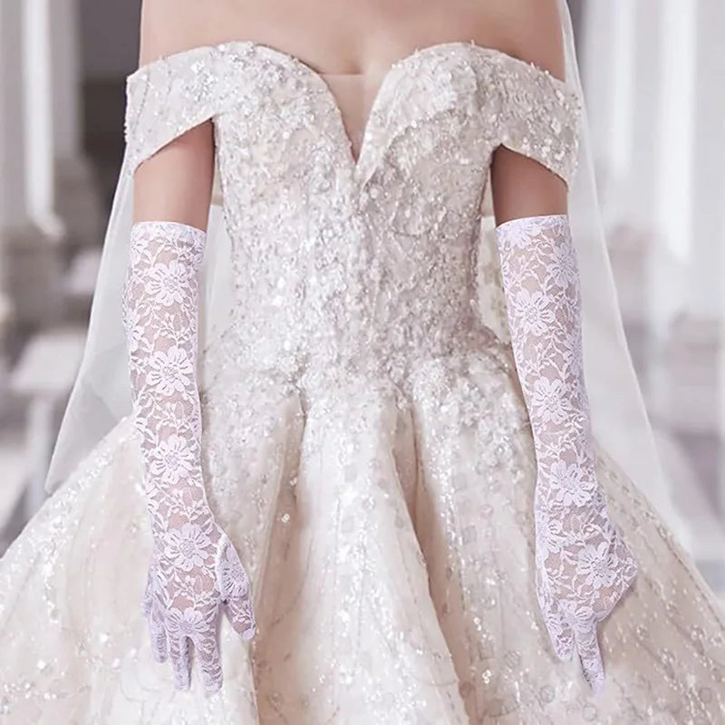 Elegant  Seduction! Hollow Lace Long Gloves Breathable, Sexy & Unapologetically, Premium Transparent Lace Gloves Lolita, Cosplay & Summer Glam Vibes