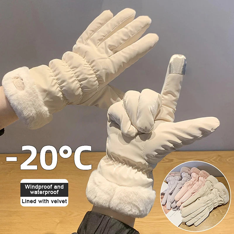 Conquer the Cold in Style! Premium Thickened Cycling & Outdoor Gloves Sleek, Warm & Breathable, Women’s Padded Gloves Warm, Windproof & Perfect for Skiing or Everyday Chic