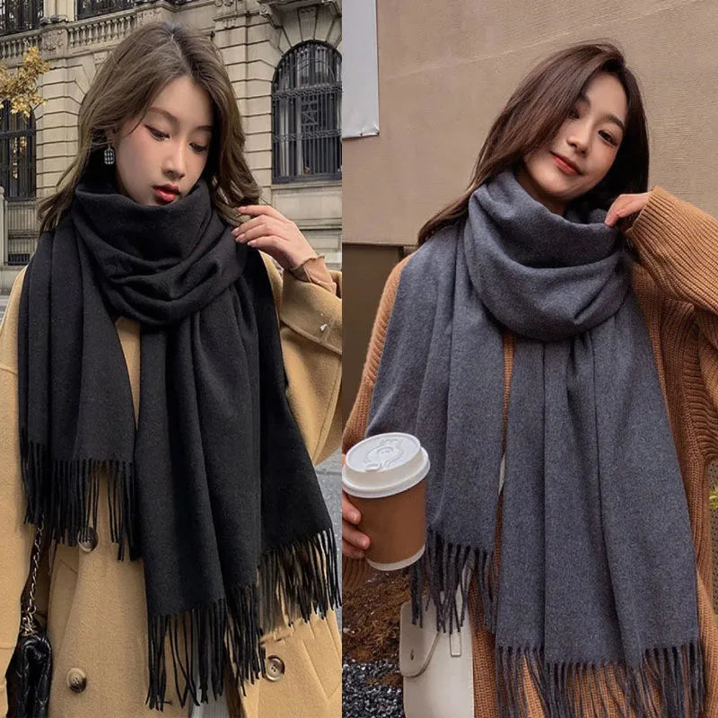 Luxury! Premium Wool & Cashmere Checkered Scarf for Women, Elegant Black Scarf That Elevates Any Winter Outfit, Soft Cashmere & Wool Scarf with Timeless Checkered Style