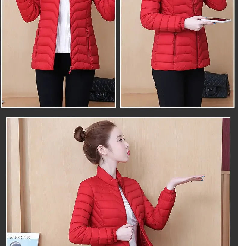 Fashion Women Puffer Jackets Ultralight Duck Down Cotton Jacket 2023 New Autumn Winter Long Sleeve Warm Coat Female Parka