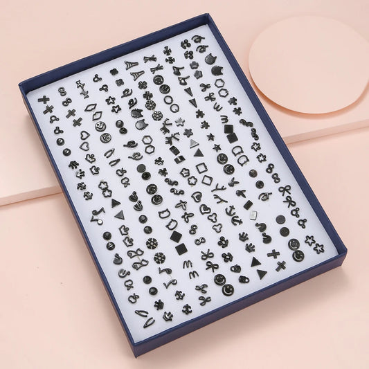 Luxury & Variety in One Set 2026 Premium Sparkle! 100 Pairs Women’s Women’s Stud Earring Collection Premium Quality, Lightweight Stud Earrings Hearts, Stars & Crowns for Trendy Fashionistas
