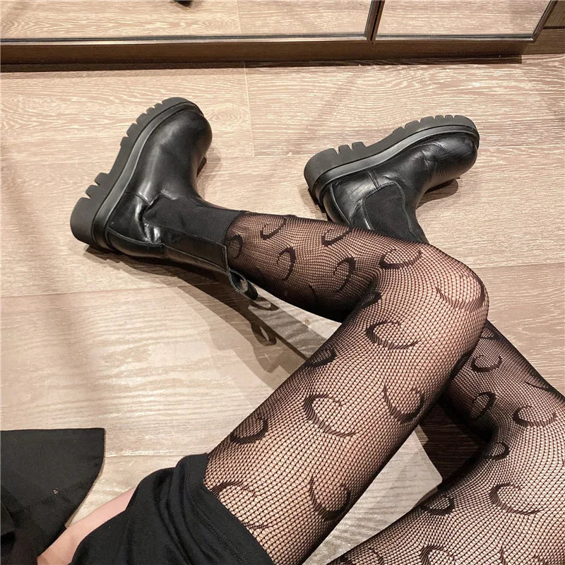 High Quality Heart Flower Pattern Pantyhose, Trendy Japanese Punk Inspired Mesh Tights Sexy, Soft & Premium, Mesh Heart & Flower Fishnet Stockings, Sexy & Cute! Heart Flower Mesh Fishnet Tights for Trendy Girls