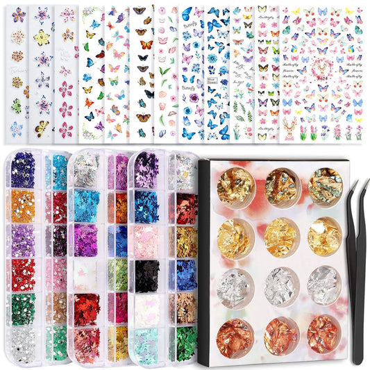 Nail Art DIY Kit for Every Mood Shine, Sparkle, Slay Complete 2026, Salon Perfect Nails in Minutes Stickers, Gold Foil & Glitter, Create Stunning Nail Designs Stickers, Glitter & Rhinestones