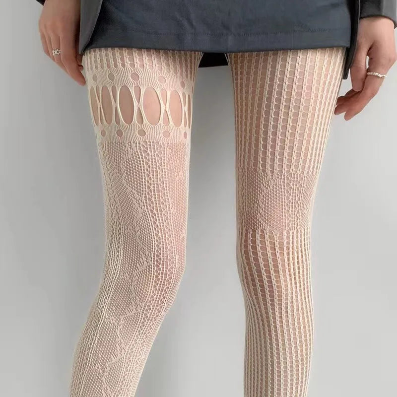 High Quality 2026 Sexy Adult Fantasy Fancy Edition Hollow Out Mesh Lace Fishnet Stockings Pantyhose Lolita Japanese Style Women Spring Summer New Design Print Uniform Sexy Tights