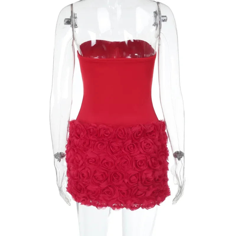 Luxe Floral Elegance Sexy 3D Sheath Dress with Corseted Waist Premium & Irresistible Premium Sexy Wrap Hip Sheath Dress 3D Floral Design