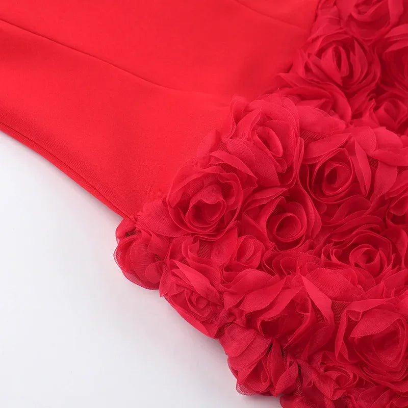 Luxe Floral Elegance Sexy 3D Sheath Dress with Corseted Waist Premium & Irresistible Premium Sexy Wrap Hip Sheath Dress 3D Floral Design