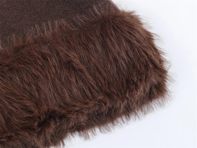 Premium Faux Fur Effect Knit Dress Trendy, Sexy & Effortlessly Elegant 2026 Fall Luxe Sexy Faux Fur Patchwork Knit Dress for Chic Women Who Stand Out