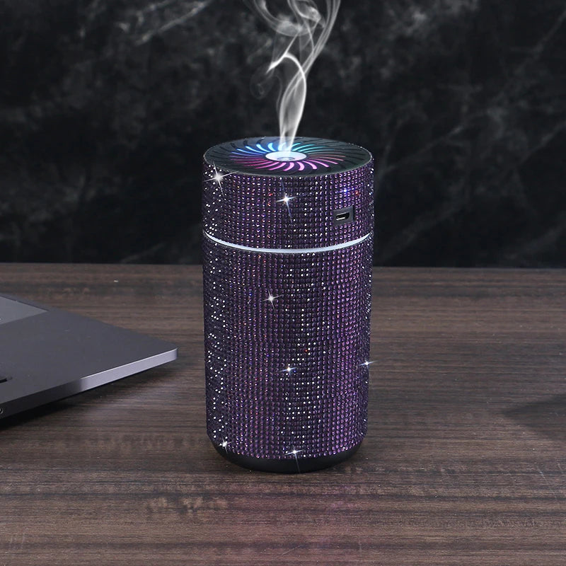 High Quality 2026 Edition Luxury Shiny Car Diffuser Humidifier with LED Light Diamond Auto Air Purifier Diffuser Air Freshener Bling Car Accessories