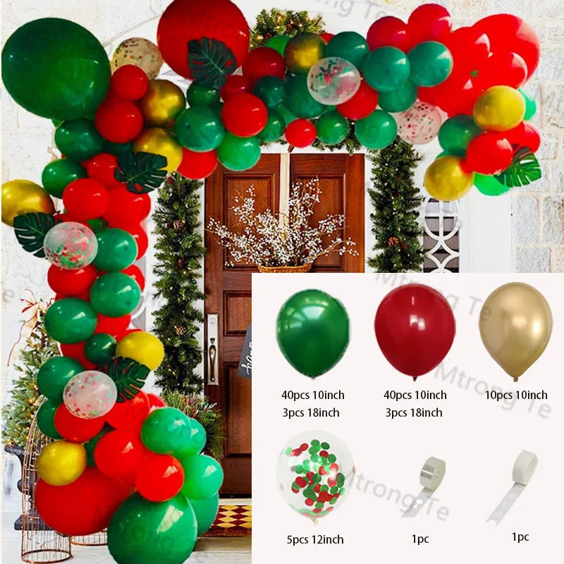 🎄Christmas Party Balloon Arch 2025, Balloon Garland for Christmas & New Year Celebrations!, Create a Festive Wonderland, Deck the Halls in Style Red & Green Christmas Balloon Arch Kit!