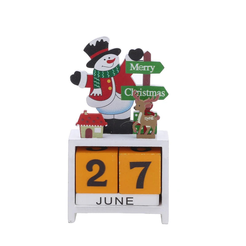 Bring Joy to Your Desk Christmas Countdown Calendar with Cute Characters!, Countdown to Christmas Santa, Elk & Snowman Wooden Calendar! , Festive Wooden Christmas Countdown Calendar!