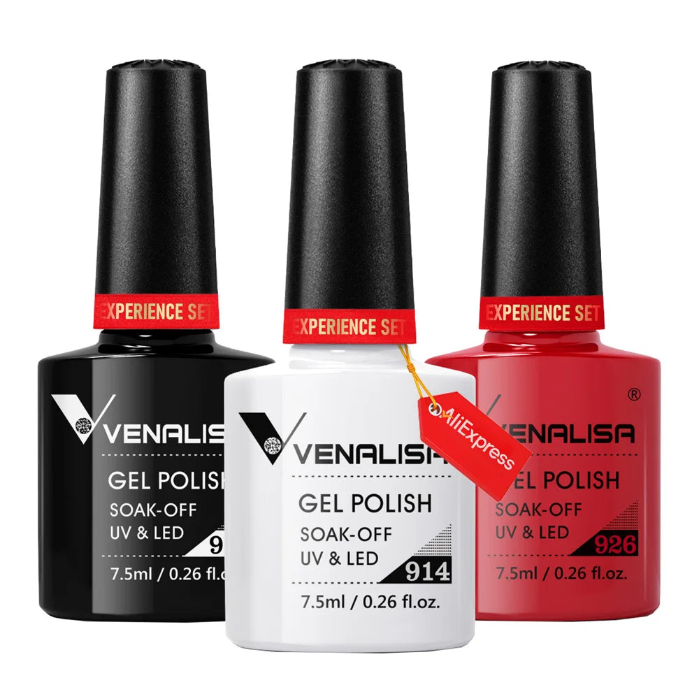 VENALISA Gel Kit 7.5ml x3 Perfect for Chic & Instagram-Ready Nails!, VENALISA Gel Kit 7.5ml x3 Perfect for Chic , VENALISA 3pcs Gel Polish Kit, DIY Salon-Quality Nails at Home, Soak-Off UV/LED Gel Polish