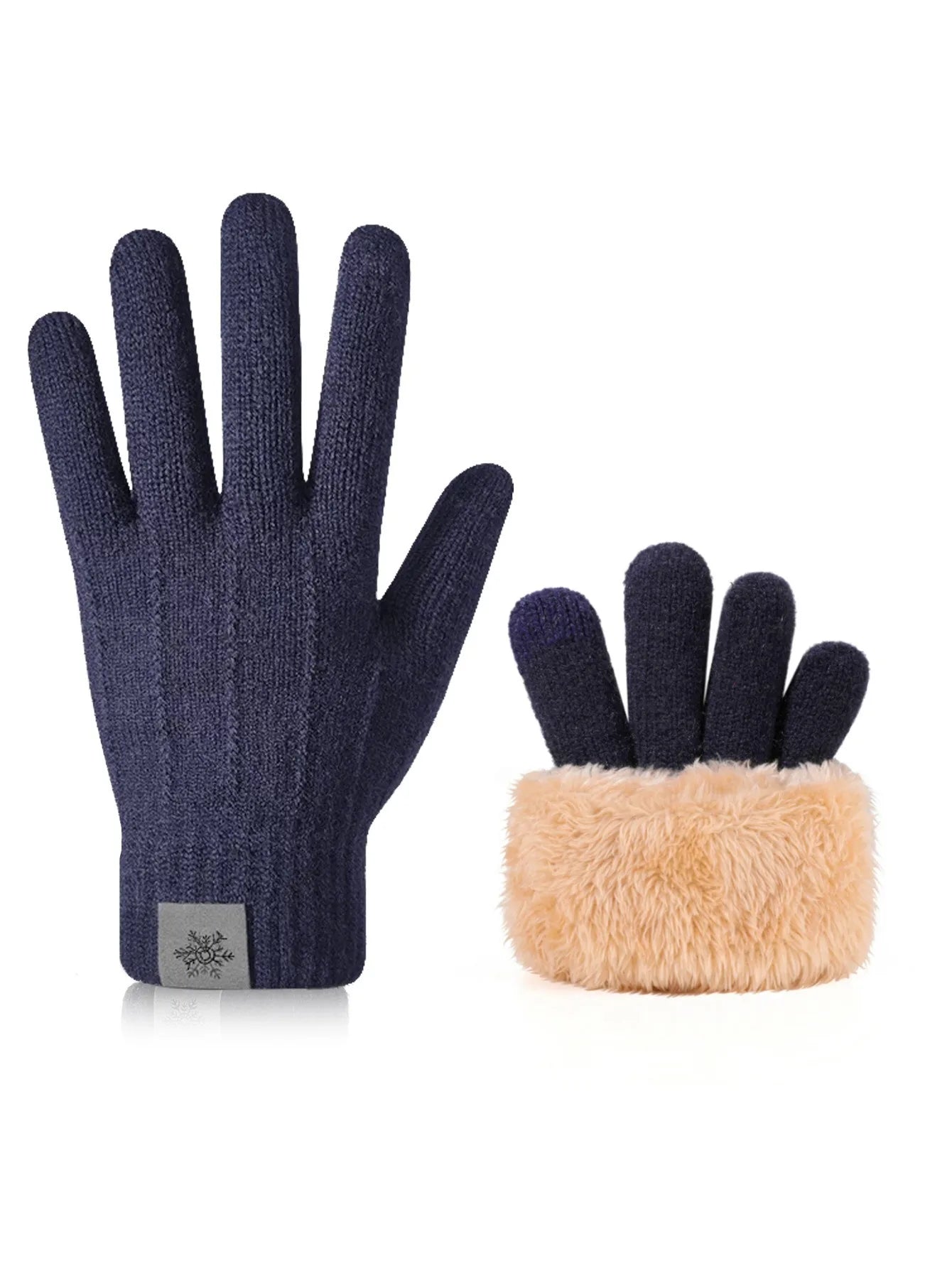 Premium High Class Touch Screen Gloves for Men Women, Winter Warm Flece Lined Knit Gloves, Stretchable Thickened Skiing Travel Gloves