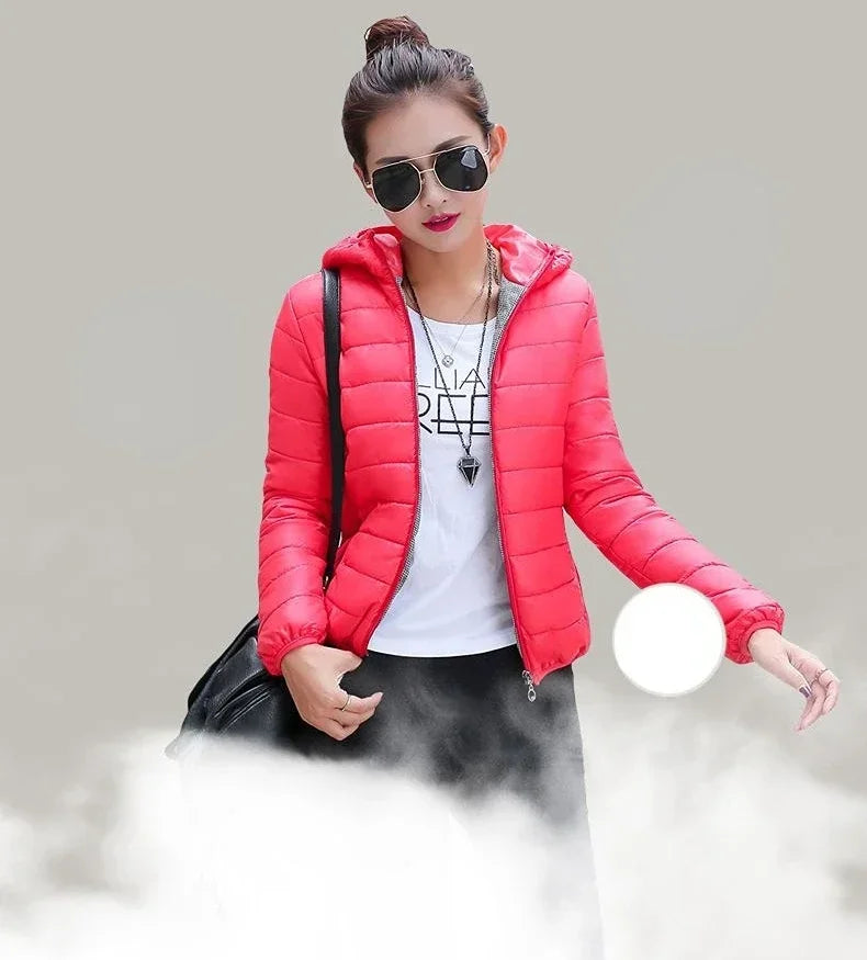 Jackets for Women Quilted Padded Lightweight Puffer Woman Coat Hoodie Short Yellow Thick Padding Feather Cropped Cute Modern Hot