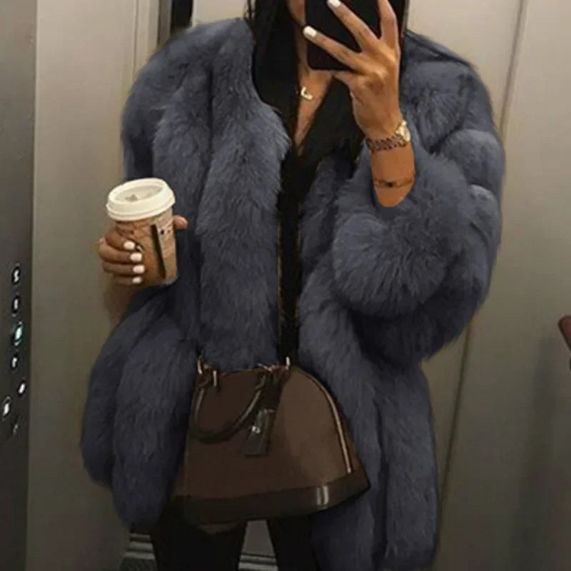 Y2k Faux Fur Jackets for Women Long Puff Sleeve Women Coat Solid Short Warmth Punk Outerwear Clause Ladies Elegant Streetwear