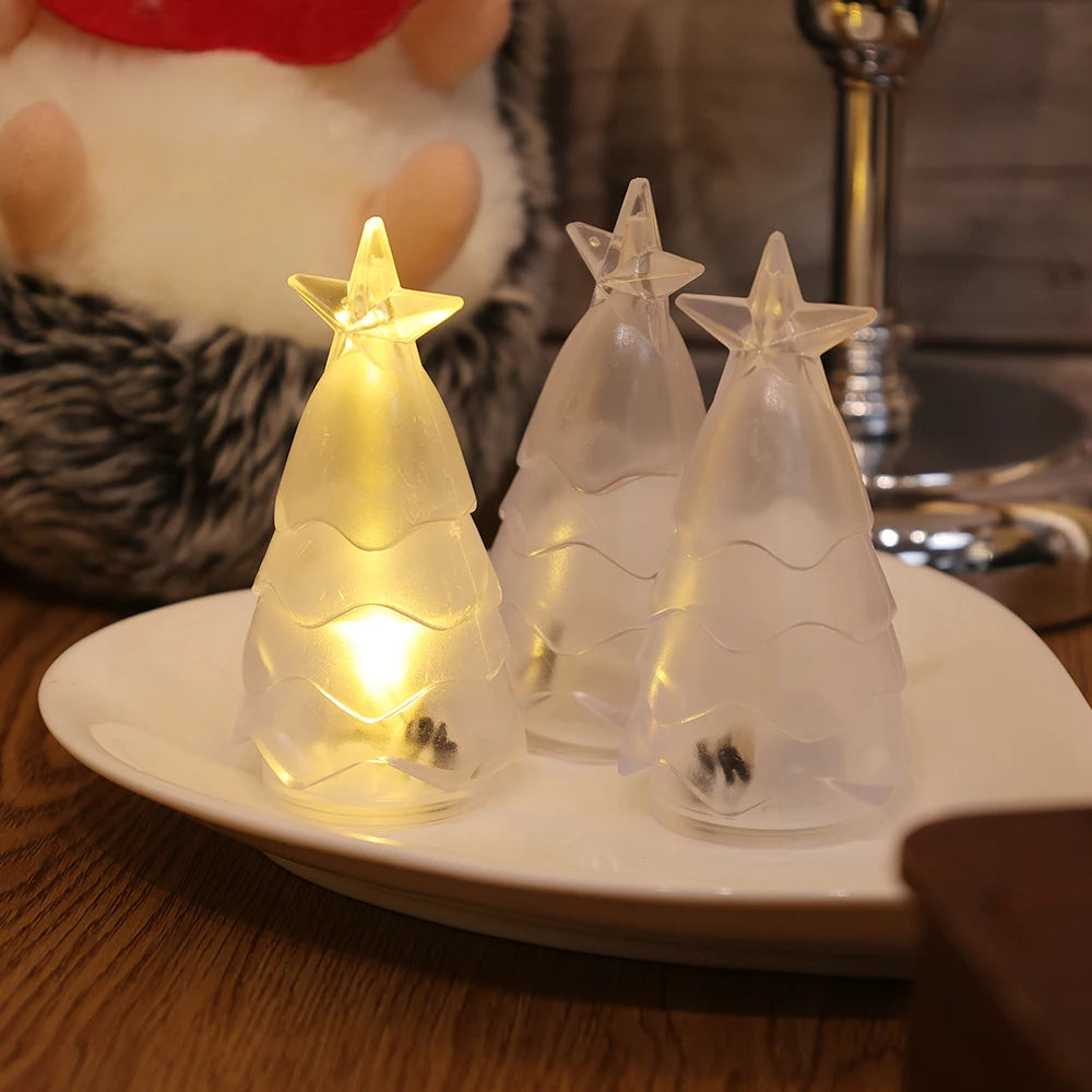 Christmas Night Lights Mini Xmas Tree Candle Lamps 4/1pcs ,Twinkle & Glow  Mini Xmas Tree Candle Lamps for a Magical Christmas!, Tiny Trees, Big Glow — Mini Xmas Candle Lamps for Your Home