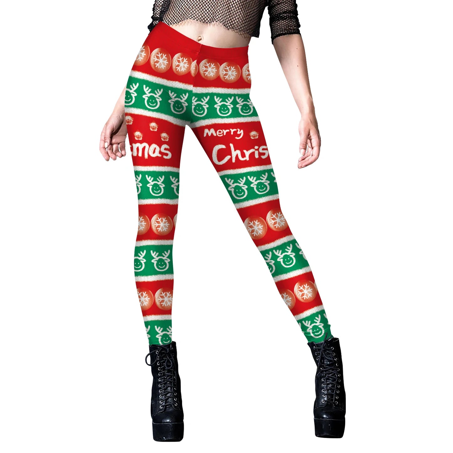 VIP FASHION Quality 2026 Edition Women Cosplay Xmas Belt 3D Print Gifts Leggings Christmas Snowflake Pattern Stretchy Skinny Workout Pants