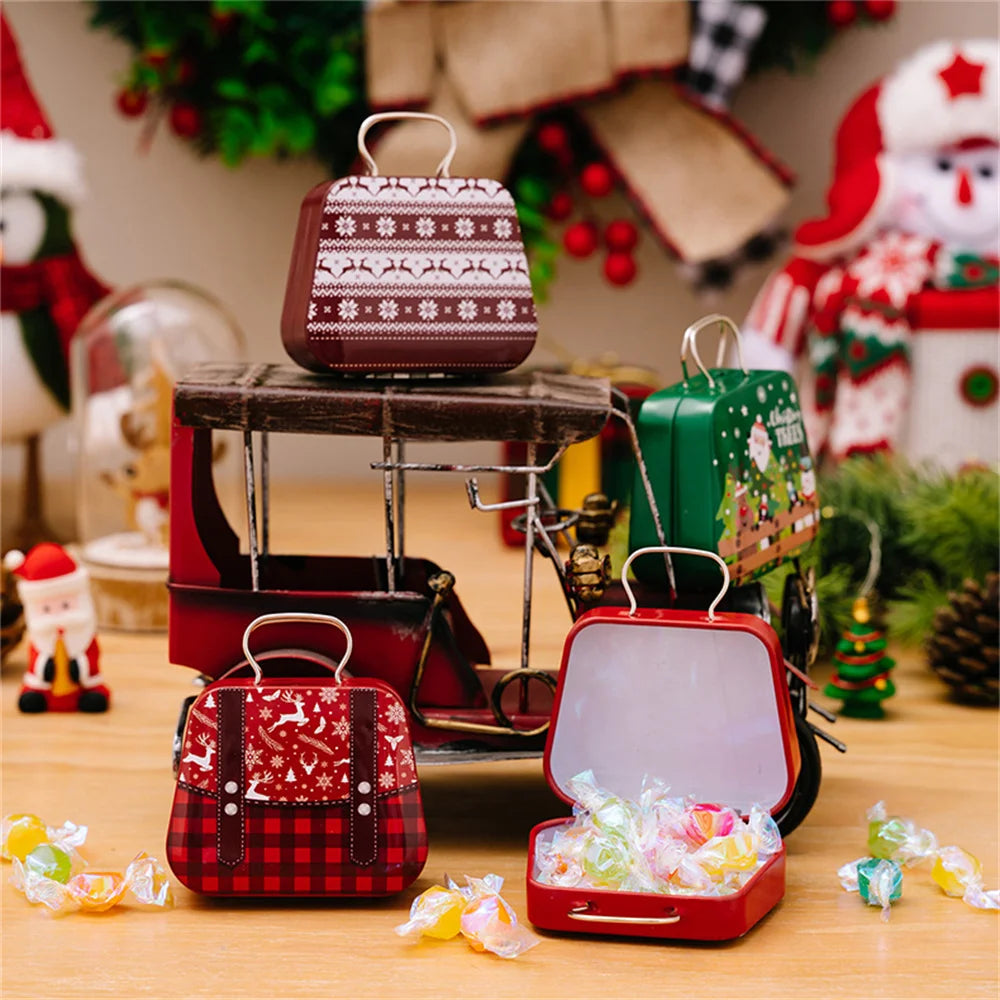 Christmas Metal Box for Kids & Adults!,Christmas 2024 Handbag Tin Jar!, Chic Holiday Storage Jewelry & Treats in a Christmas Tin Handbag!, Store, Gift, & Sparkle Christmas 2024 Handbag Tin Jar