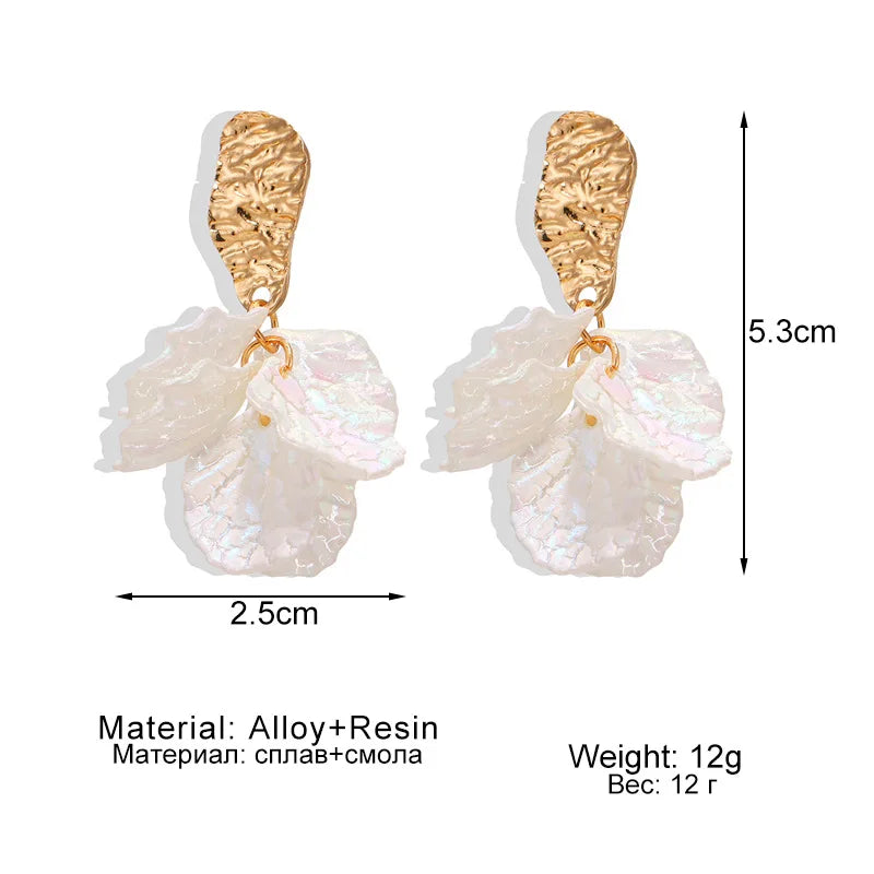 Luxury High Class 2026 Edition 2PC gold super fairy petal tassel imitation shell earrings, fashionable temperament, light luxury, niche design, ear accessories, Fairy Tassel Earrings for Fashion Lovers & Influencers