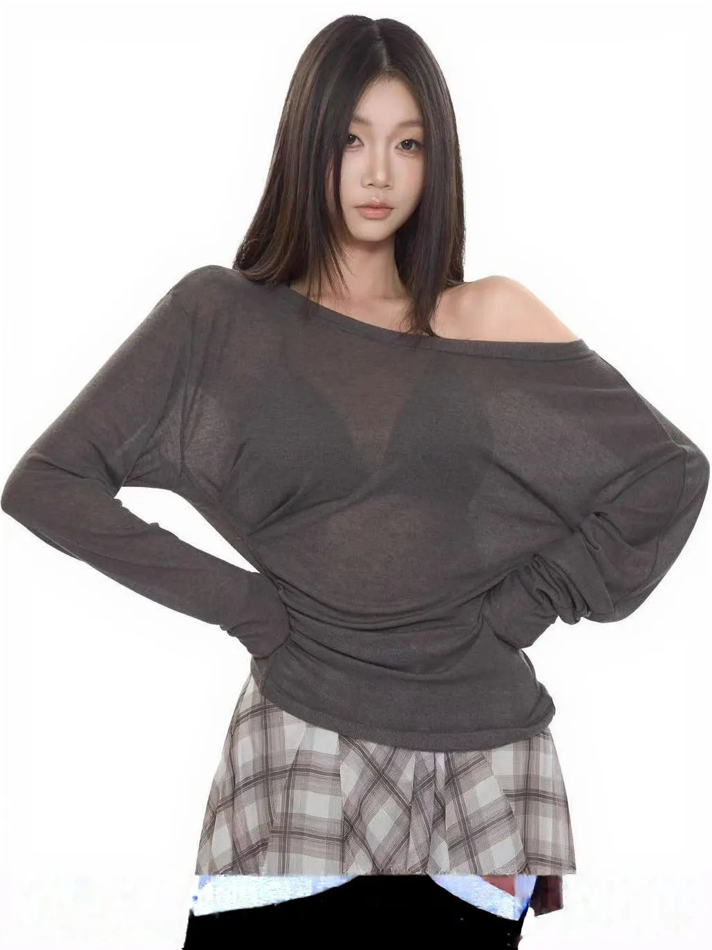 Quality 2026 Fashion Style Sexy Thin See Through Long sleeve Oversize T shirt Women Bandage Off shoulder Top Female Basic Long Tees Korean Chic Lady New