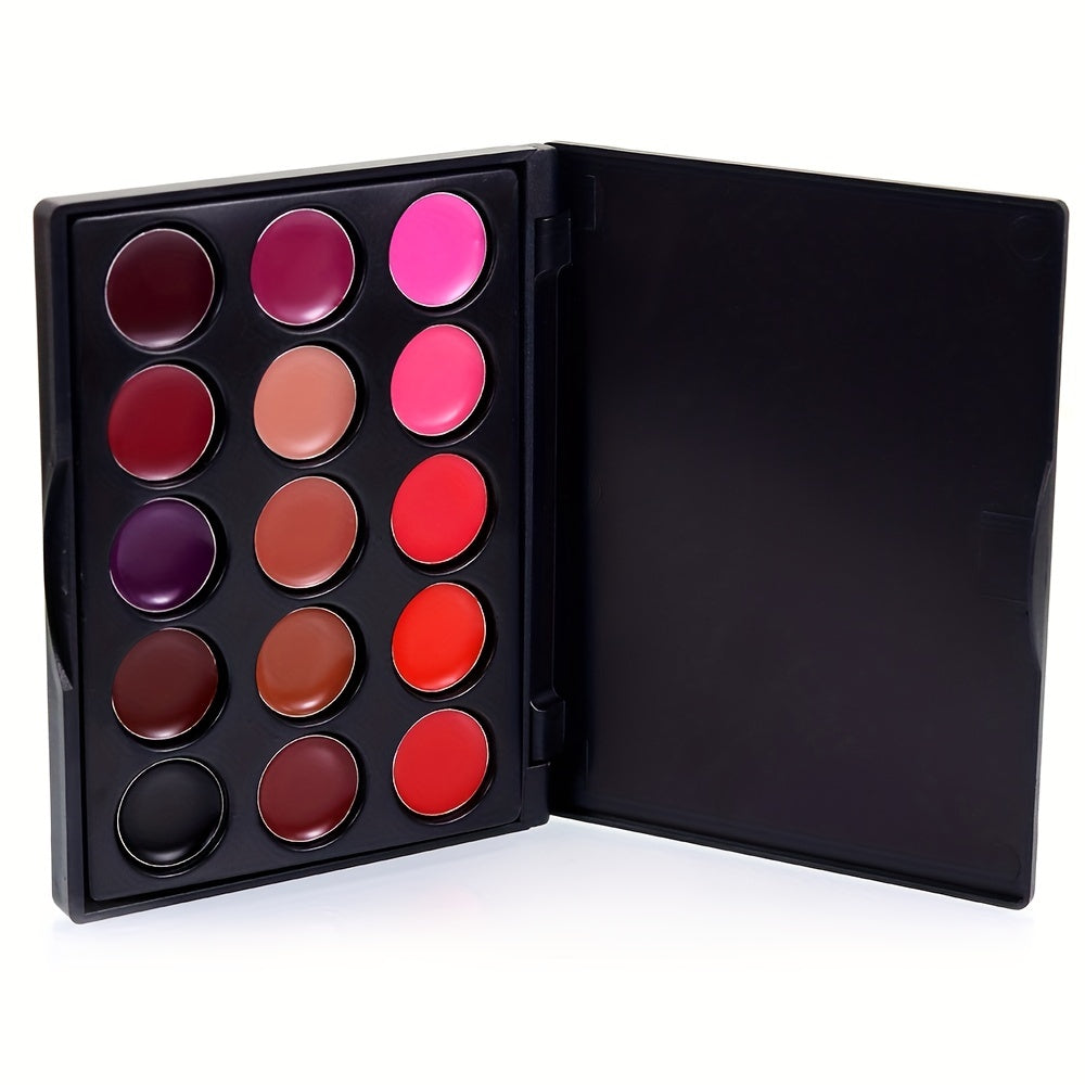 15 Shades of Seduction Waterproof Lipstick Palette for a Bold & Sexy Look ,15 Must-Have Lip Colors Waterproof, Matte & Shiny for All-Day Confidence! ,Matte or Shiny, Always Stunning 15-Color Long-Lasting Lip Palette!