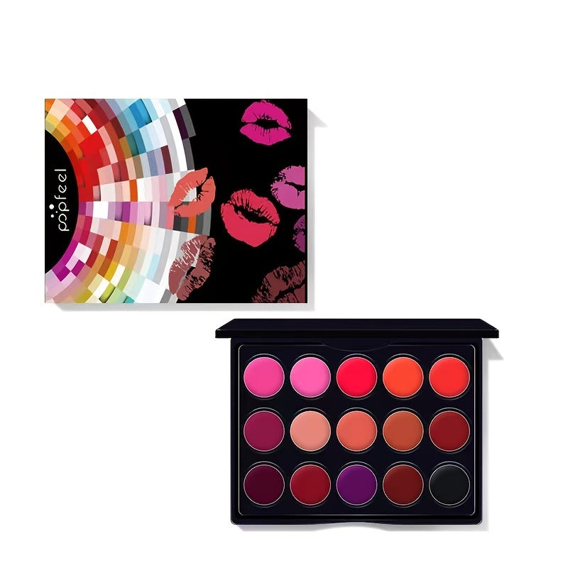 15 Shades of Seduction Waterproof Lipstick Palette for a Bold & Sexy Look ,15 Must-Have Lip Colors Waterproof, Matte & Shiny for All-Day Confidence! ,Matte or Shiny, Always Stunning 15-Color Long-Lasting Lip Palette!